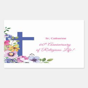 Personalize, 60th Anniversary Nun Religious Life Rectangular Sticker
