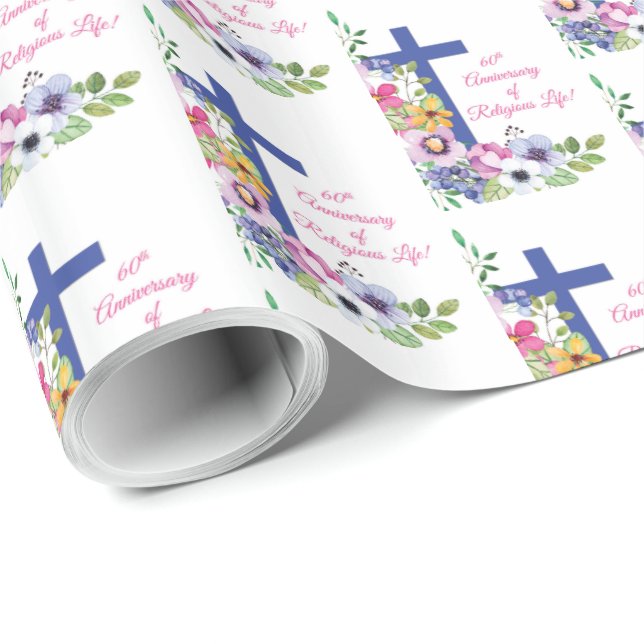 Personalize, 60th Anniversary Nun Religious Life Wrapping Paper (Roll Corner)