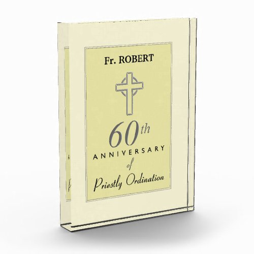 Personalize 60th Anniversary of Priest Embossed Acrylic Award