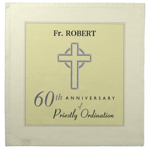 Personalize 60th Anniversary of Priest Embossed Cloth Napkin