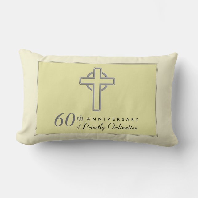 Personalize, 60th Anniversary of Priest Embossed Lumbar Pillow (Front)