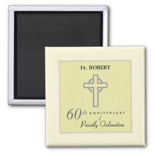 Personalize 60th Anniversary of Priest Embossed Magnet