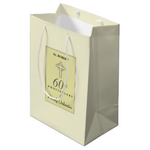 Personalize, 60th Anniversary of Priest Embossed Medium Gift Bag
