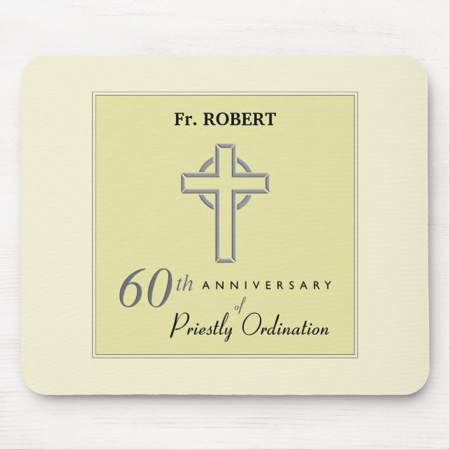 Personalize, 60th Anniversary of Priest Embossed Mouse Pad (Front)