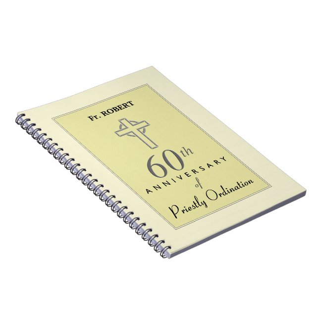 Personalize, 60th Anniversary of Priest Embossed Notebook (Right Side)