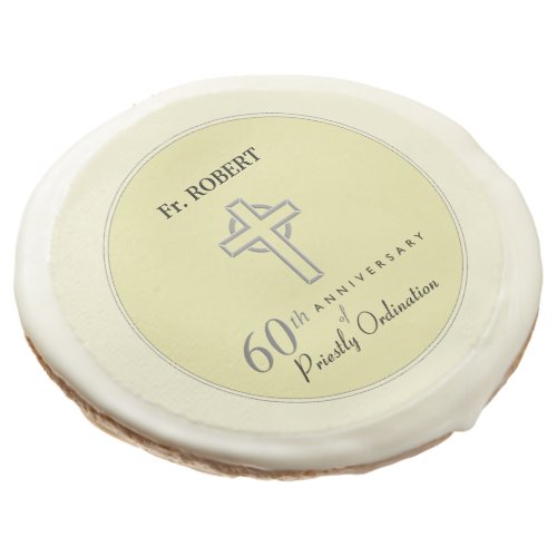 Personalize 60th Anniversary of Priest Embossed Sugar Cookie
