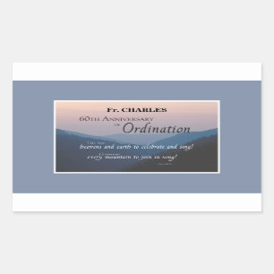 Personalize 60th Anniversary Ordination Congrats Rectangular Sticker
