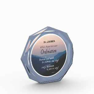 Personalize 65th Anniversary Ordination Congrats Acrylic Award