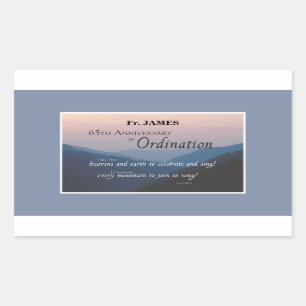 Personalize 65th Anniversary Ordination Congrats Rectangular Sticker