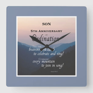 Personalize 65th Anniversary Ordination Congrats Square Wall Clock