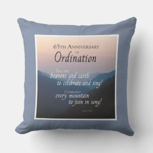 Personalize 65th Anniversary Ordination Congrats Throw Pillow