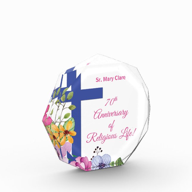 Personalize, 70th Anniversary Nun Religious Life Acrylic Award (Left)