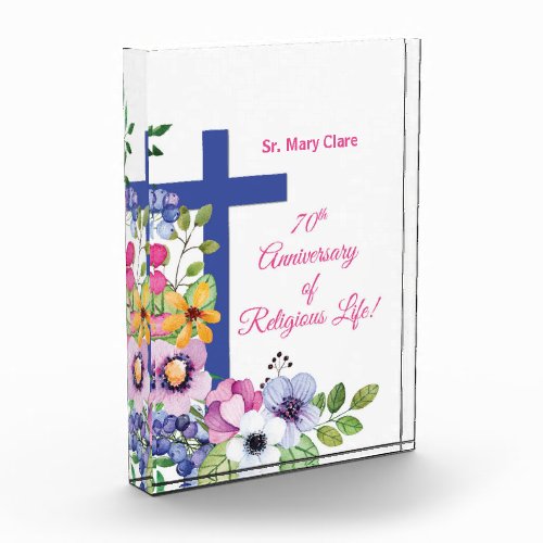 Personalize 70th Anniversary Nun Religious Life Acrylic Award