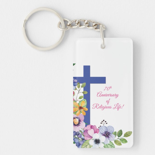 Personalize, 70th Anniversary Nun Religious Life Keychain (Front)