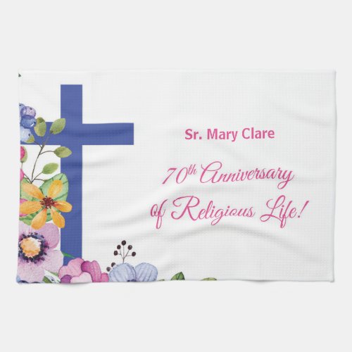 Personalize 70th Anniversary Nun Religious Life Kitchen Towel
