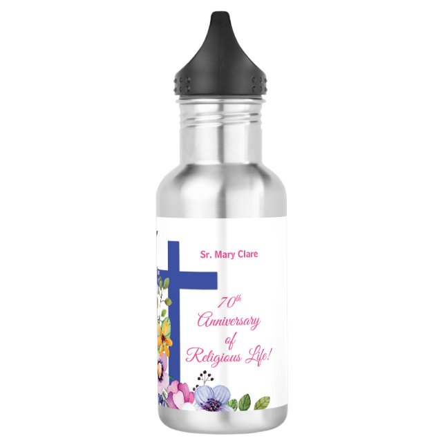 Personalize, 70th Anniversary Nun Religious Life Stainless Steel Water Bottle (Left)