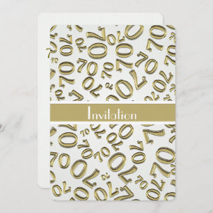 Personalize: 70th Gold and White Birthday Party Invitation