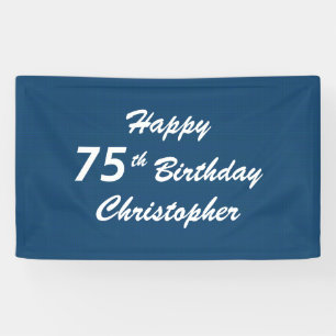 Personalize 75th Birthday Sign Blue Plaid