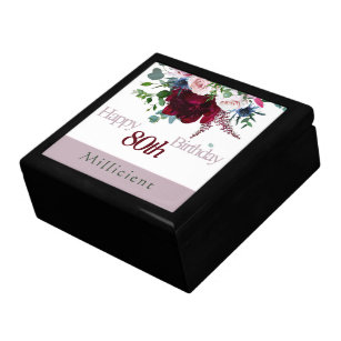 Personalize 80th Birthday Dusty Mauve Rose Peony   Gift Box