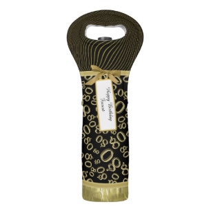 Personalize: 80th Birthday gold/Black Gift Idea Wine Bag