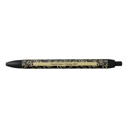Personalize 80th GoldBlack Birthday Favor Gift Black Ink Pen