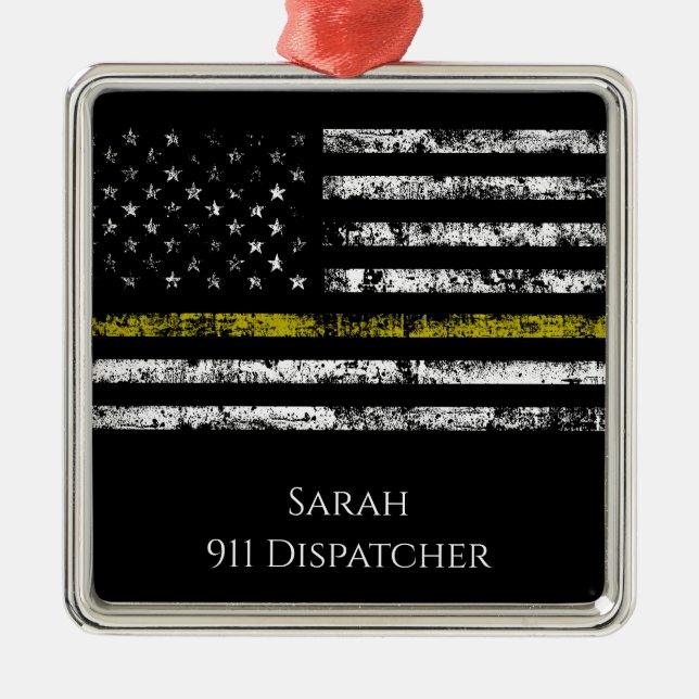 Personalize 911 dispatcher metal ornament (Front)