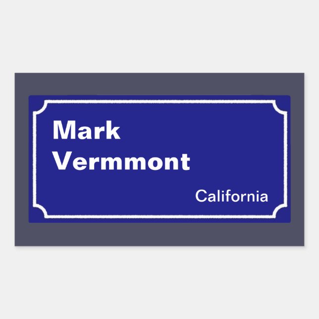 personalize a blue street sign rectangular sticker (Front)