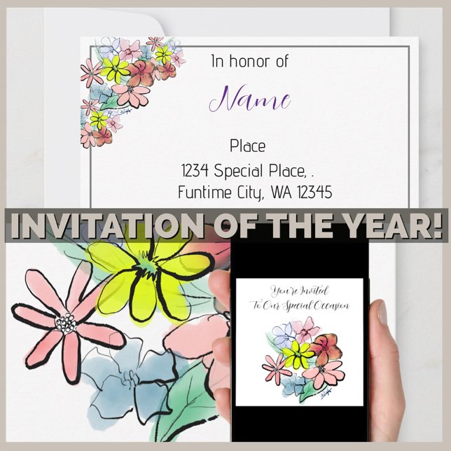 Personalize  A Bright and Pretty Flower Graphic  Invitation (Creator Uploaded)