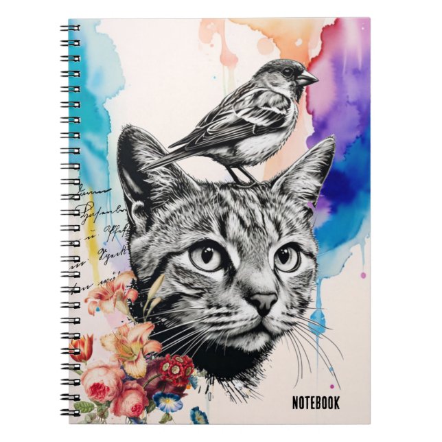 PERSONALIZE: a Cat + a Bird | Notebook Journal (Front)
