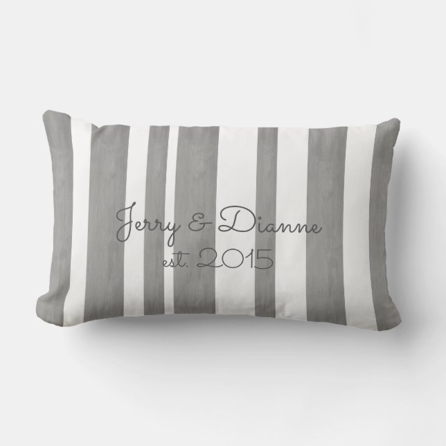 personalize a custom pillow gray and white stripes (Front)