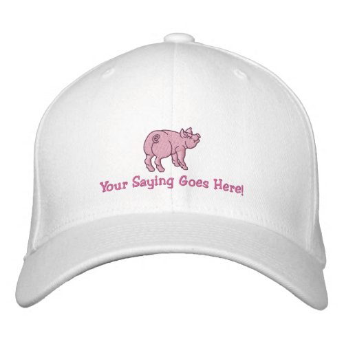 Personalize A Cute Little Pig with Your Text Embroidered Baseball Cap