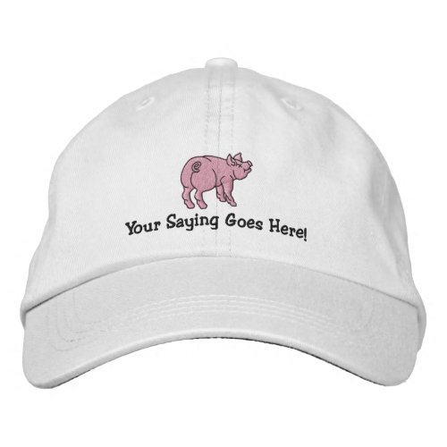 Personalize A Cute Little Pig with Your Text Embroidered Baseball Cap