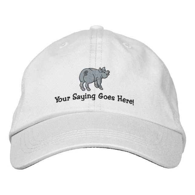 Personalize A Cute Little Pig with Your Text Embroidered Baseball Cap (Front)