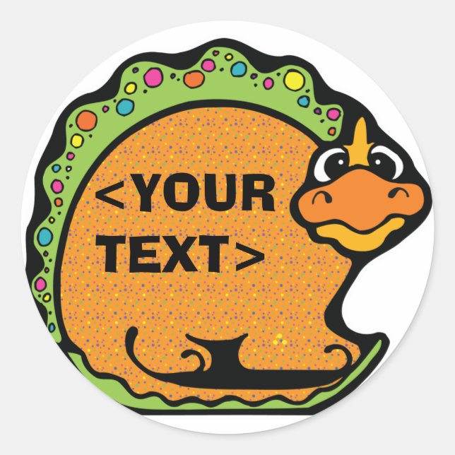 Personalize a Dinosaur, <YOUR TEXT> Classic Round Sticker (Front)
