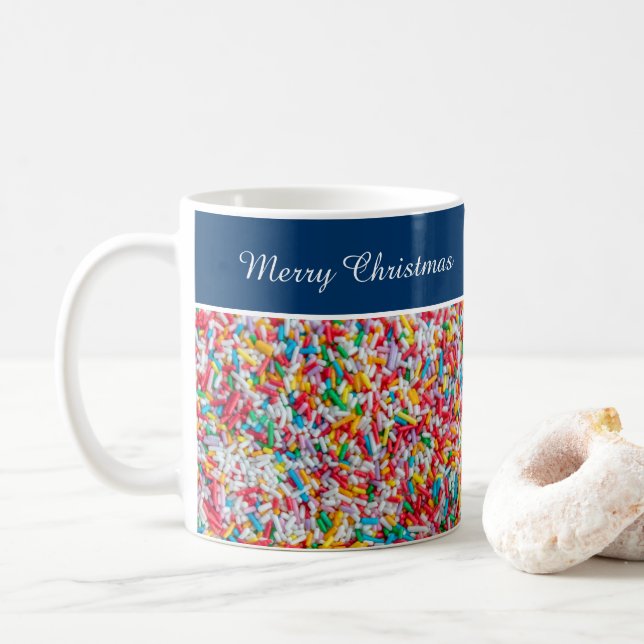 Personalize a noble Merry Christmas to you! Coffee Coffee Mug (With Donut)