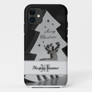 Personalize a noble monogram Merry Christmas case! iPhone 11 Case