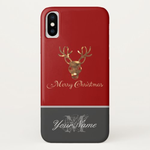 Personalize a noble monogram Merry Christmas case iPhone XS Case