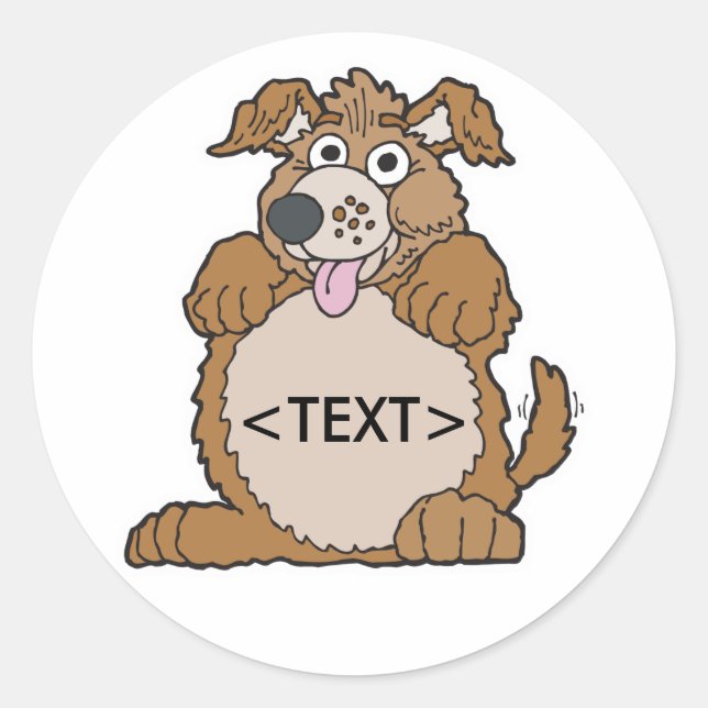 Personalize a Puppy Dog, <TEXT> Classic Round Sticker (Front)