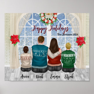 Personalize-able Custom Family Portrait Christmas  Poster