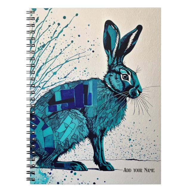 PERSONALIZE Abstract Blue Rabbit | Notebook  (Front)