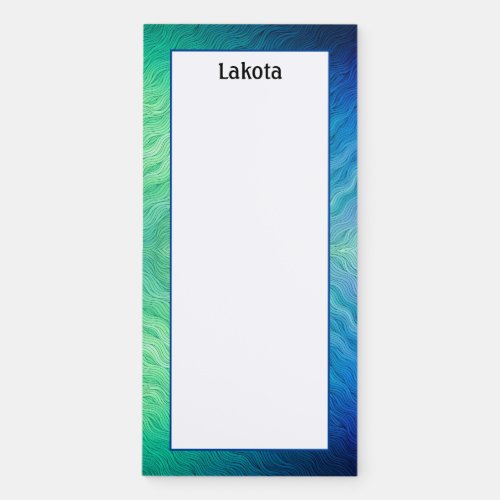 Personalize Abstract Green Blue Wavy Lines  Magnetic Notepad