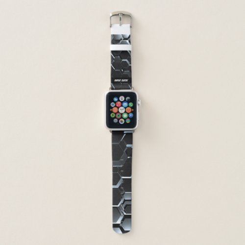 Personalize abstract hexagonal black white lines apple watch band