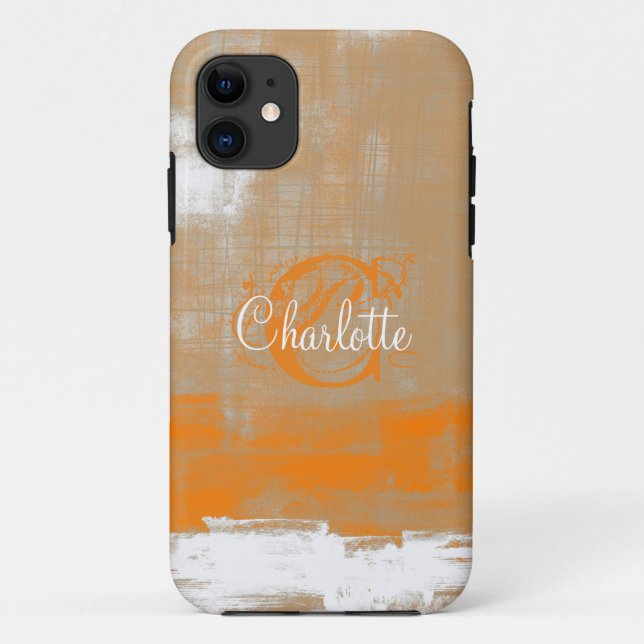 Personalize Abstract style orange gray white Case-Mate iPhone Case (Back)