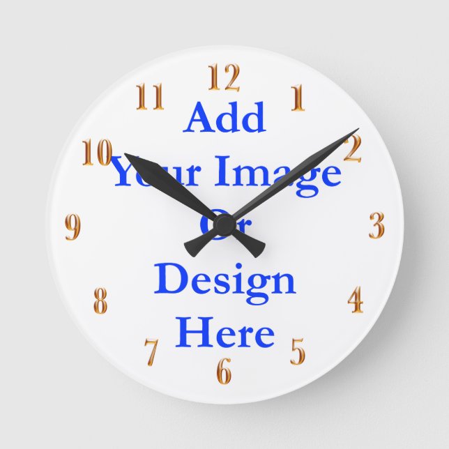 (Personalize) Add a personal touch. Gold Numbers Round Clock (Front)