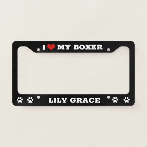 Personalize Add Name  Boxer Dog License Plate Frame