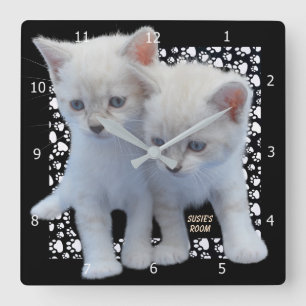 PERSONALIZE* ADD PET'S PHOTO SQUARE WALL CLOCK