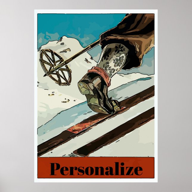 Personalize, add text,Mountain Snow Ski Poster (Front)
