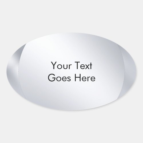 Personalize Add Your Text Metallic Silver Look Oval Sticker