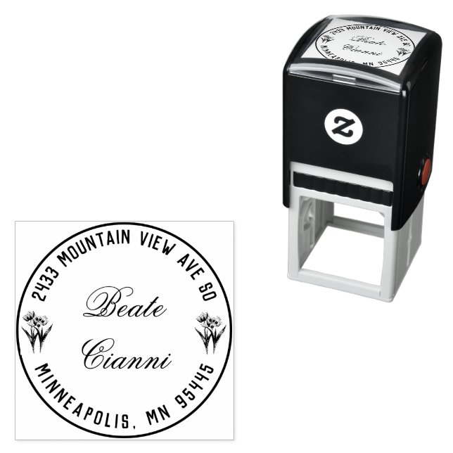 Personalize Address Stamp With Tulips (In Situ)