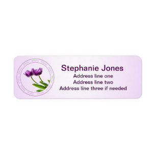 Personalize: Address Template Purple Tulips Photo Label